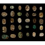 THIRTY EGYPTIAN STEATITE SCARABS AND SCARABOIDS Middle Kingdom to Late Period, circa 2133-332 B.C.