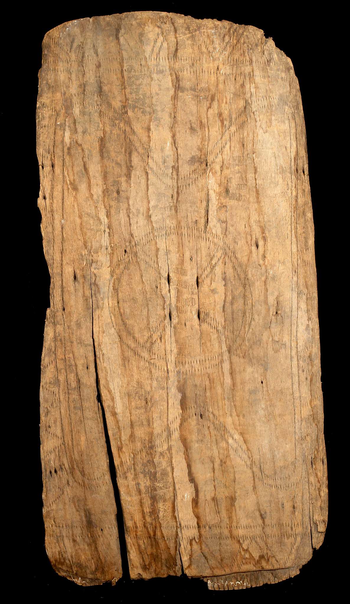 A LARGE SIMBAI OR MARING SHIELD, PAPUA NEW GUINEA Of rectangular shape, decorated with incised