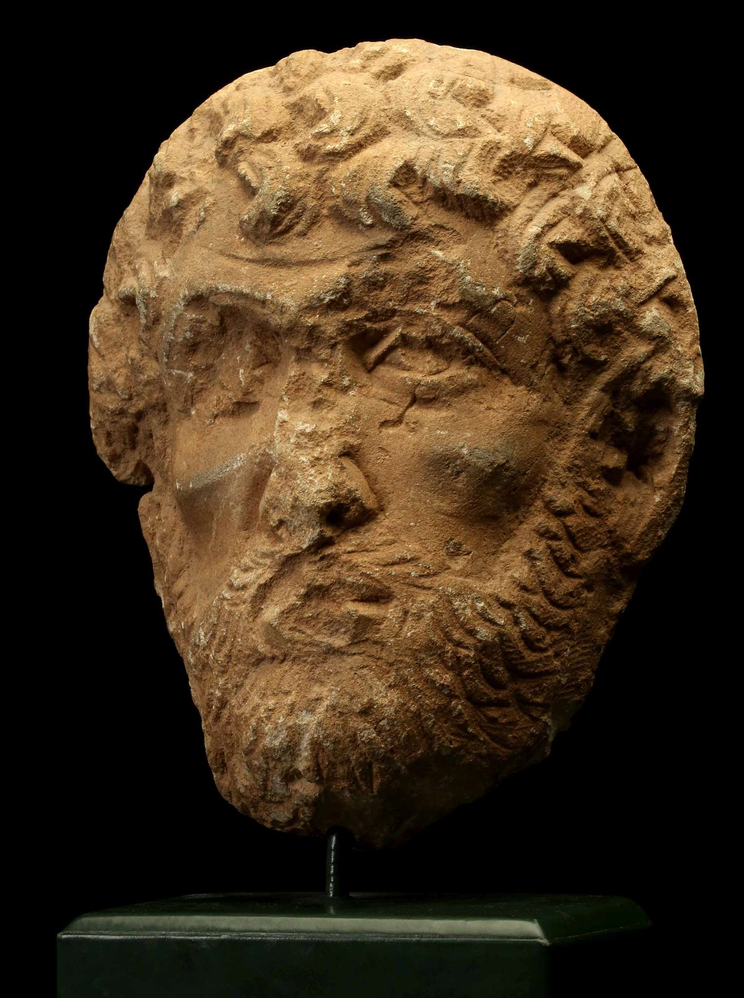 A ROMAN LIMESTONE MALE PORTRAIT HEAD Circa 2nd Century A.D. Possibly from a large relief, the back - Image 8 of 9