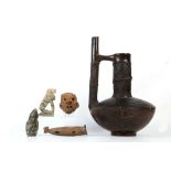 A GROUP OF MISCELLANEOUS PRE-COLUMBIAN ARTEFACTS Including a large burnished vessel with two spouts,