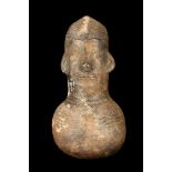 A MANGBETU ANTHROPOMORPHIC CUP, DEMOCRATIC REPUBLIC OF CONGO The spherical body decorated with