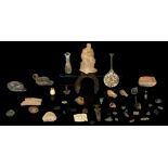 A GROUP OF MISCELLANEOUS GRAND TOUR SOUVENIRS Including a terracotta figure of a bearded man, a