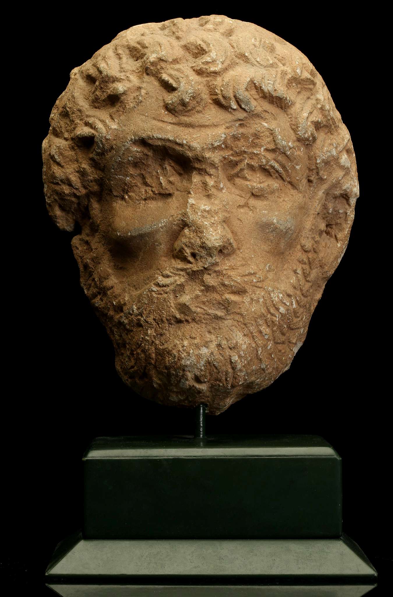 A ROMAN LIMESTONE MALE PORTRAIT HEAD Circa 2nd Century A.D. Possibly from a large relief, the back - Image 3 of 9