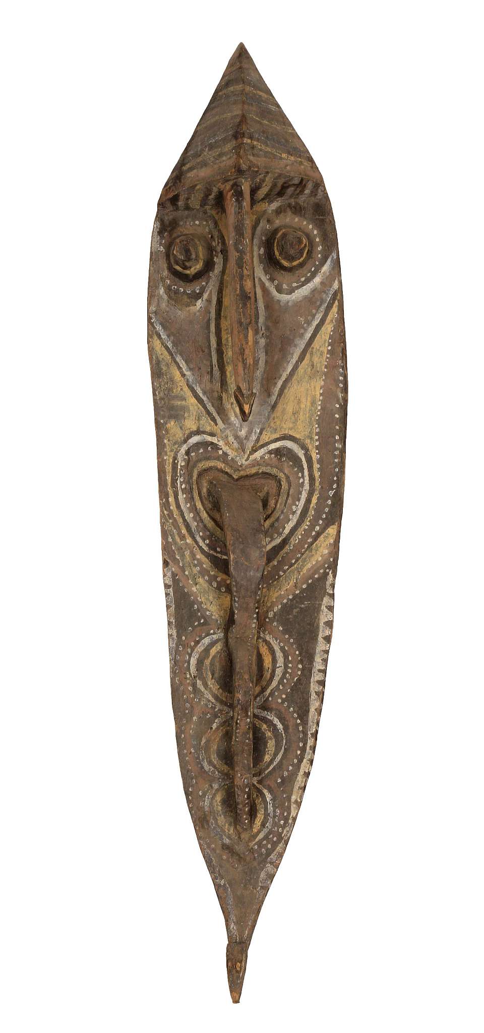 A LARGE WASHKUK SPIRIT FIGURE, UPPER SEPIK RIVER, PAPUA NEW GUINEA The elongated lozenge-shaped face