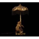 A JUGENDSTIL GILDED BRONZE TABLE LAMP, CIRCA 1900,