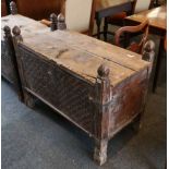 An Eastern carved softwood chest, late 19th centur