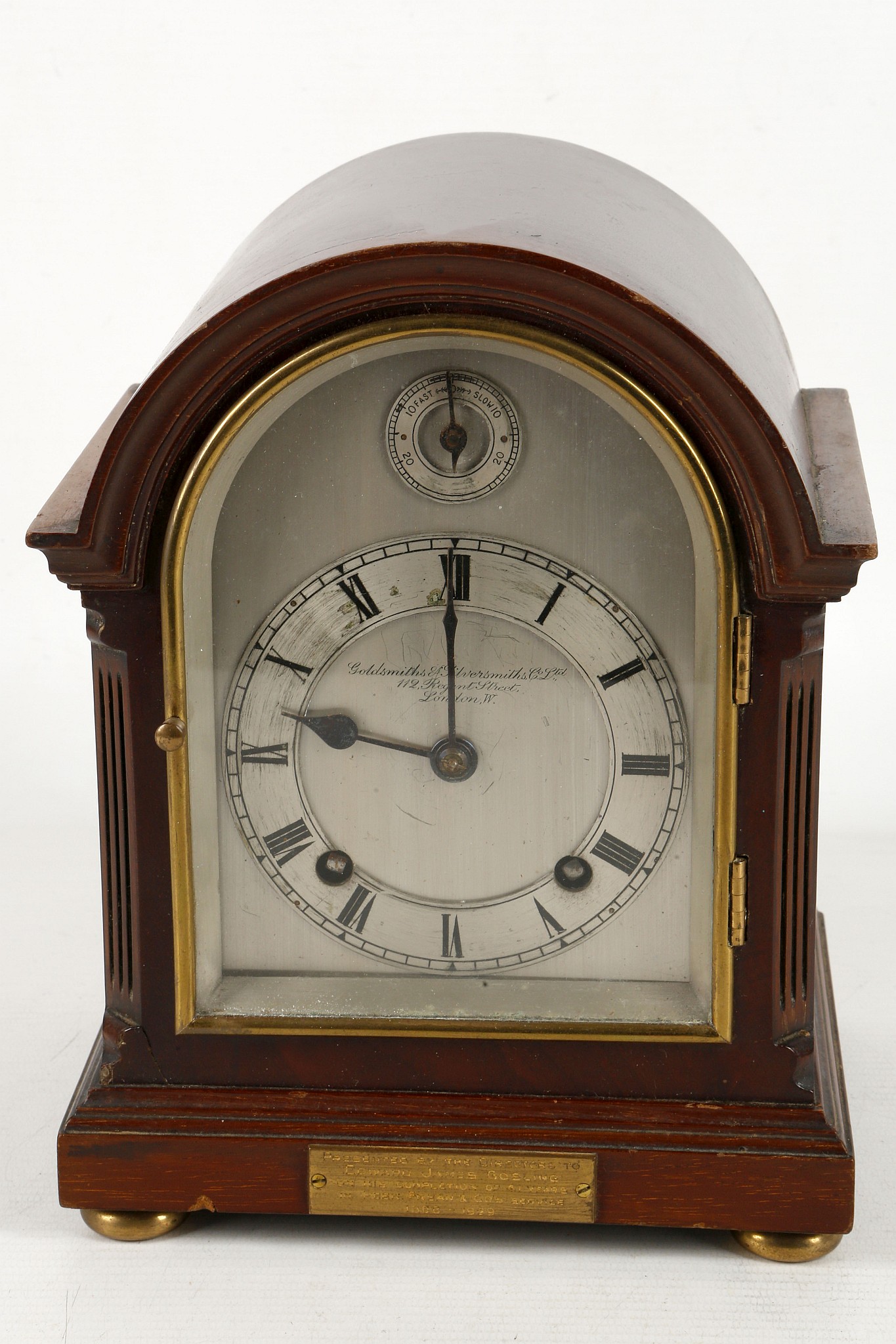 An early 20th century dome top mantle clock by Gol