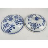 Two Chinese circular blue and white floral decorat