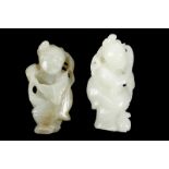 Two Chinese carved jade dancing boys, 6cm high (2)