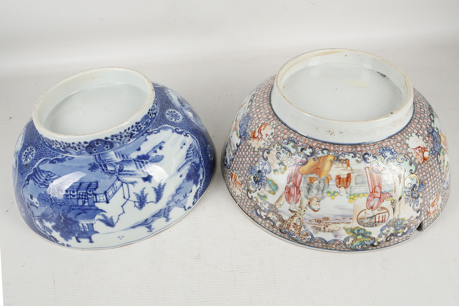 Two Chinese punch bowls, one 'canton' decorated, t - Image 4 of 4