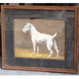 An oil painting, study of a terrier dog, in an oak