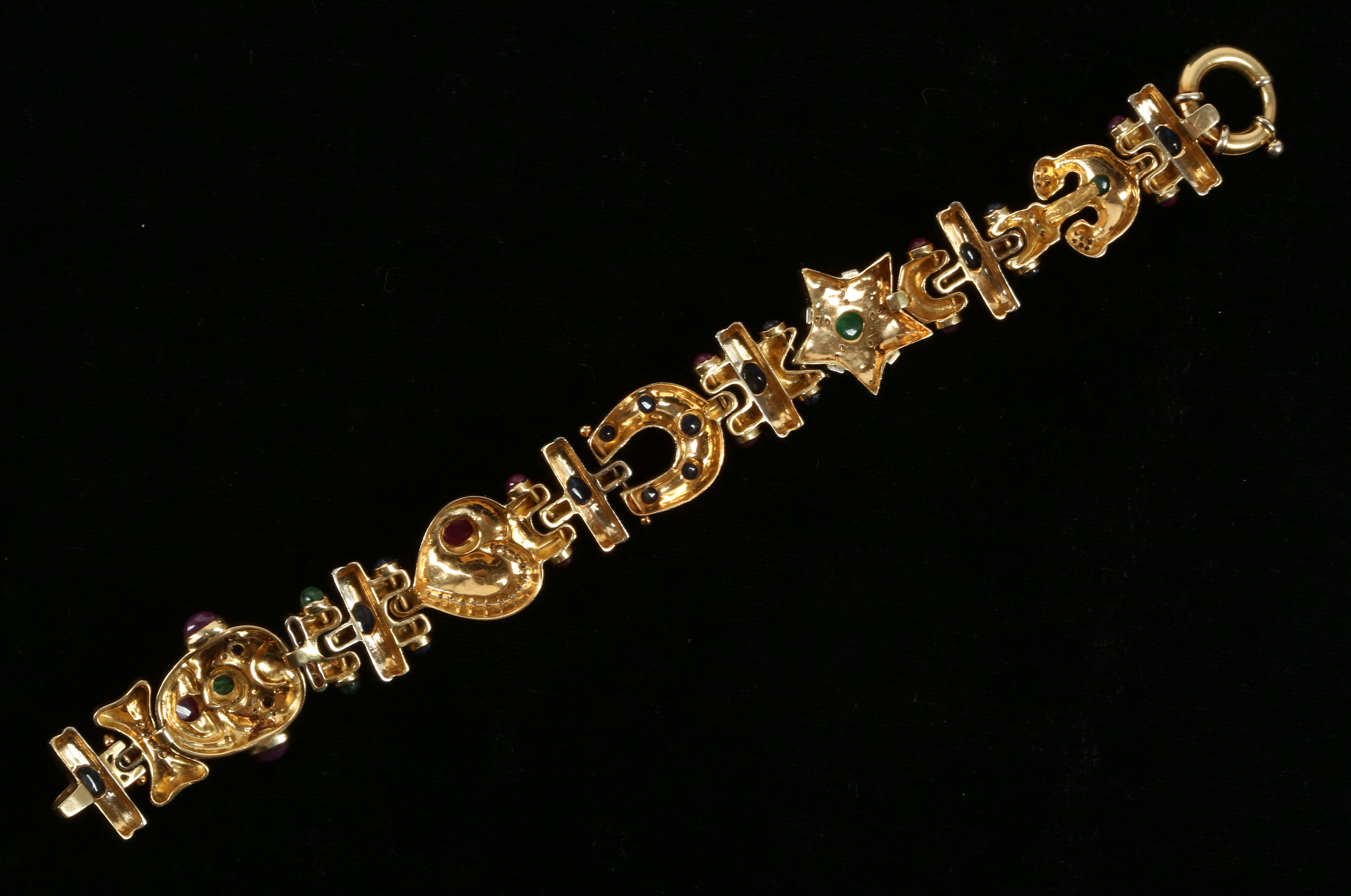 An 18ct gold articulated bracelet, set with sapphi - Image 4 of 4