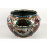 A Japanese cloisonne enamel jardiniere, the body d