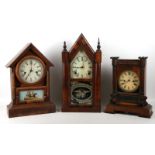 American wall clocks; walnut Waterbury of Connecti