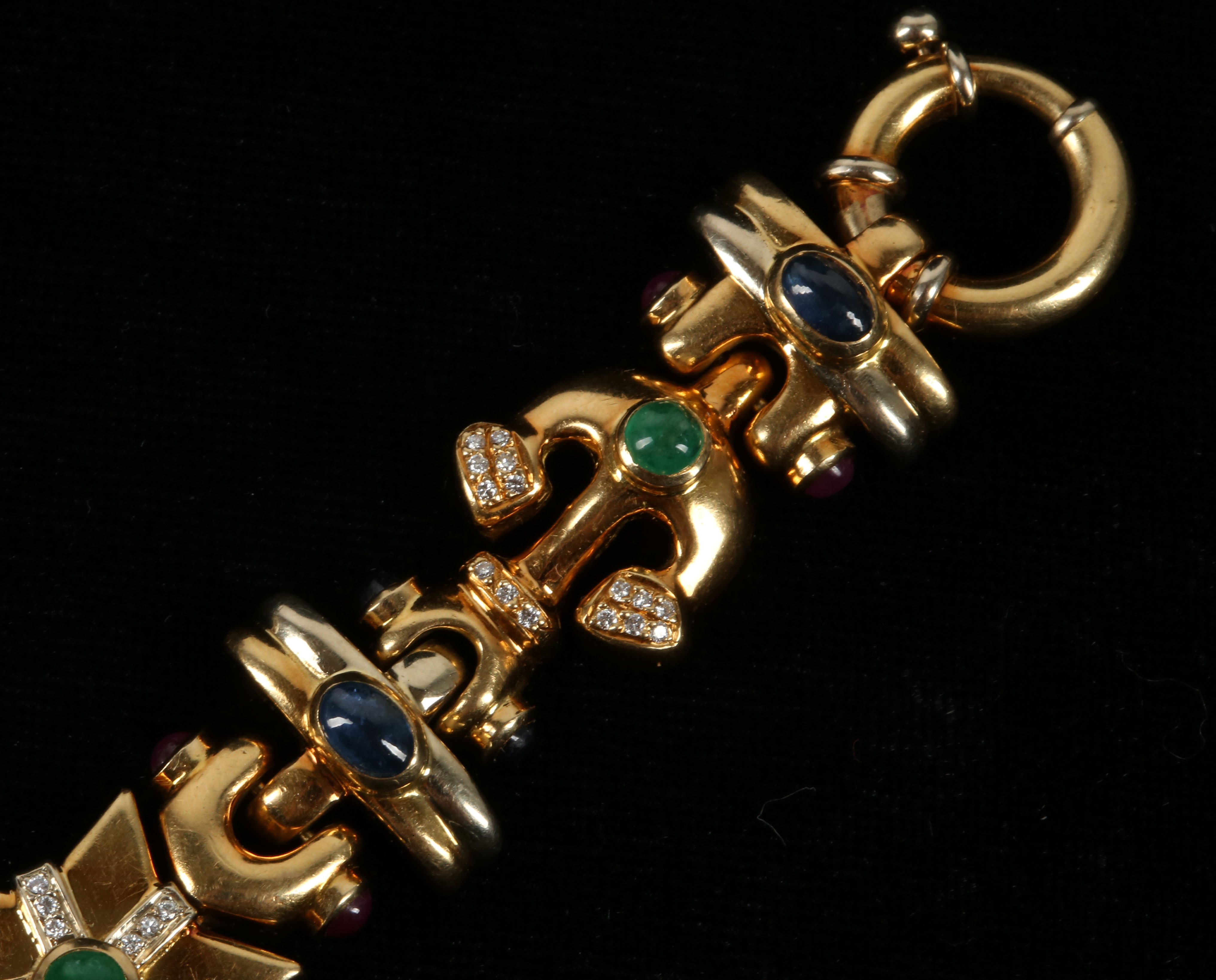 An 18ct gold articulated bracelet, set with sapphi - Image 2 of 4