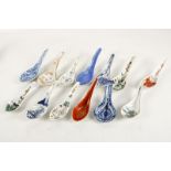 A collection of thirteen Chinese porcelain spoons