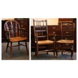 A 19th century  yew and elm Windsor armchair and t