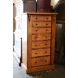 Wellington chest, burr satinwood, 7 graduating dra