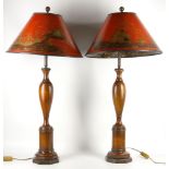 A pair of Japanese contemporary table lamps, red a