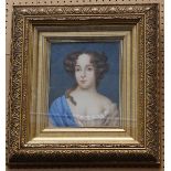 An oil painting, portrait of a regal lady, in orna