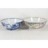 Two Chinese punch bowls, one 'canton' decorated, t