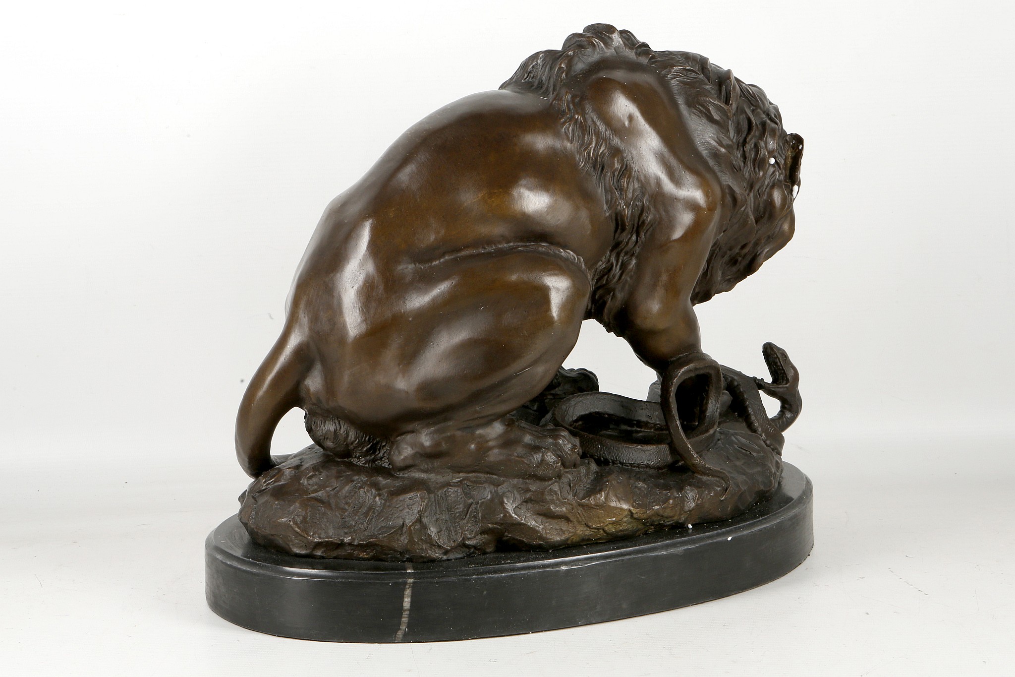 After A. L. Barye, bronze sculpture, study of a lion battling a snake, 30 x 40cm. - Image 2 of 2