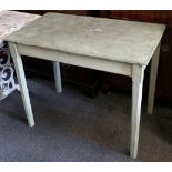 A French early 20th century painted study bureau plat / desk table, over-painted decoration, twin