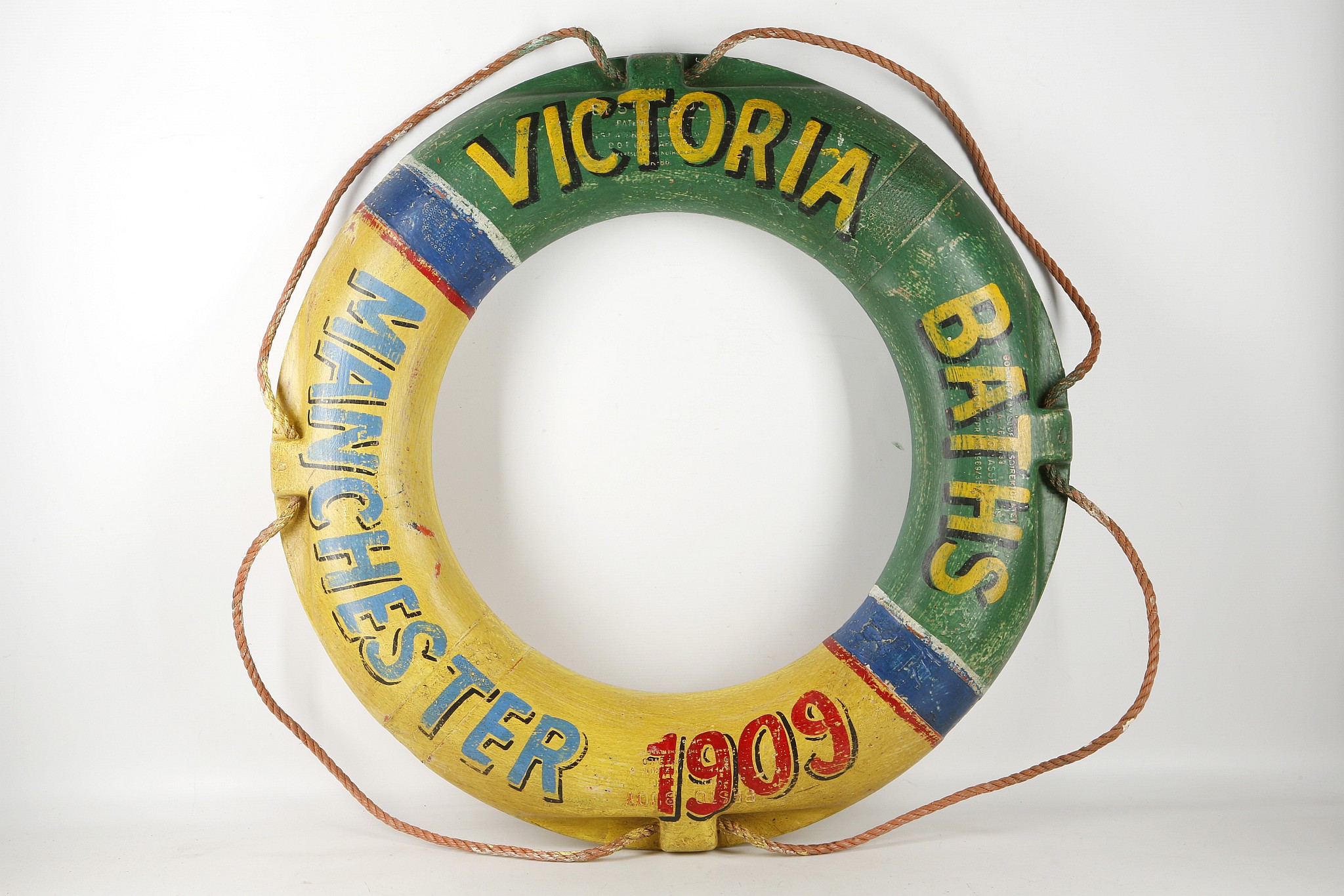 A  life saving belt, hand painted Victoria Baths, 73cm diameter.