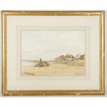 Thomas Bush Hardy 1887. Watercolour of a foreshore with boats. Picture size 23.5 x 33cm. Mounted,