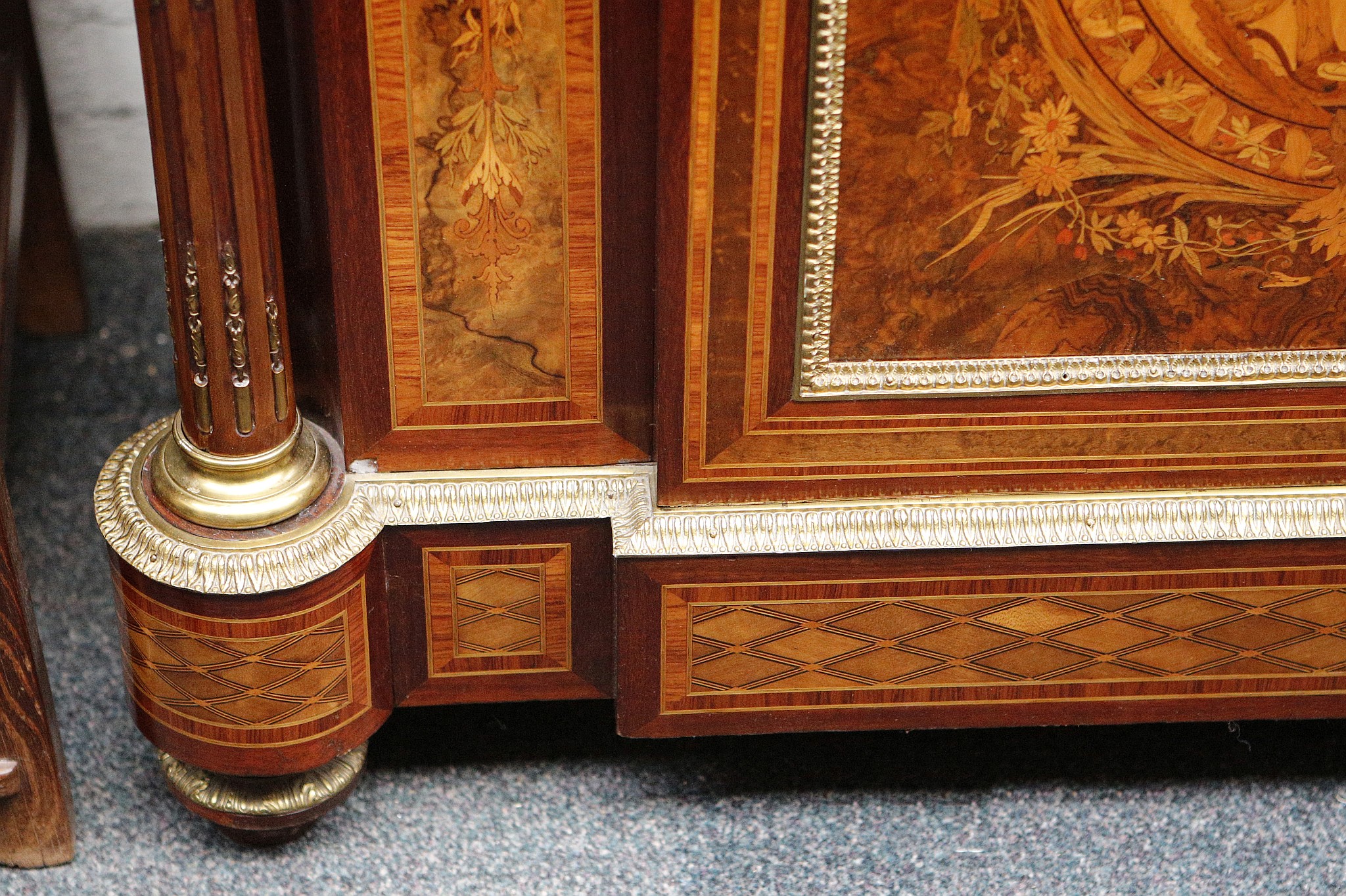 A fine 19th century ormolu mounted, marble topped pier cabinet, the front and sides profusely - Image 4 of 7