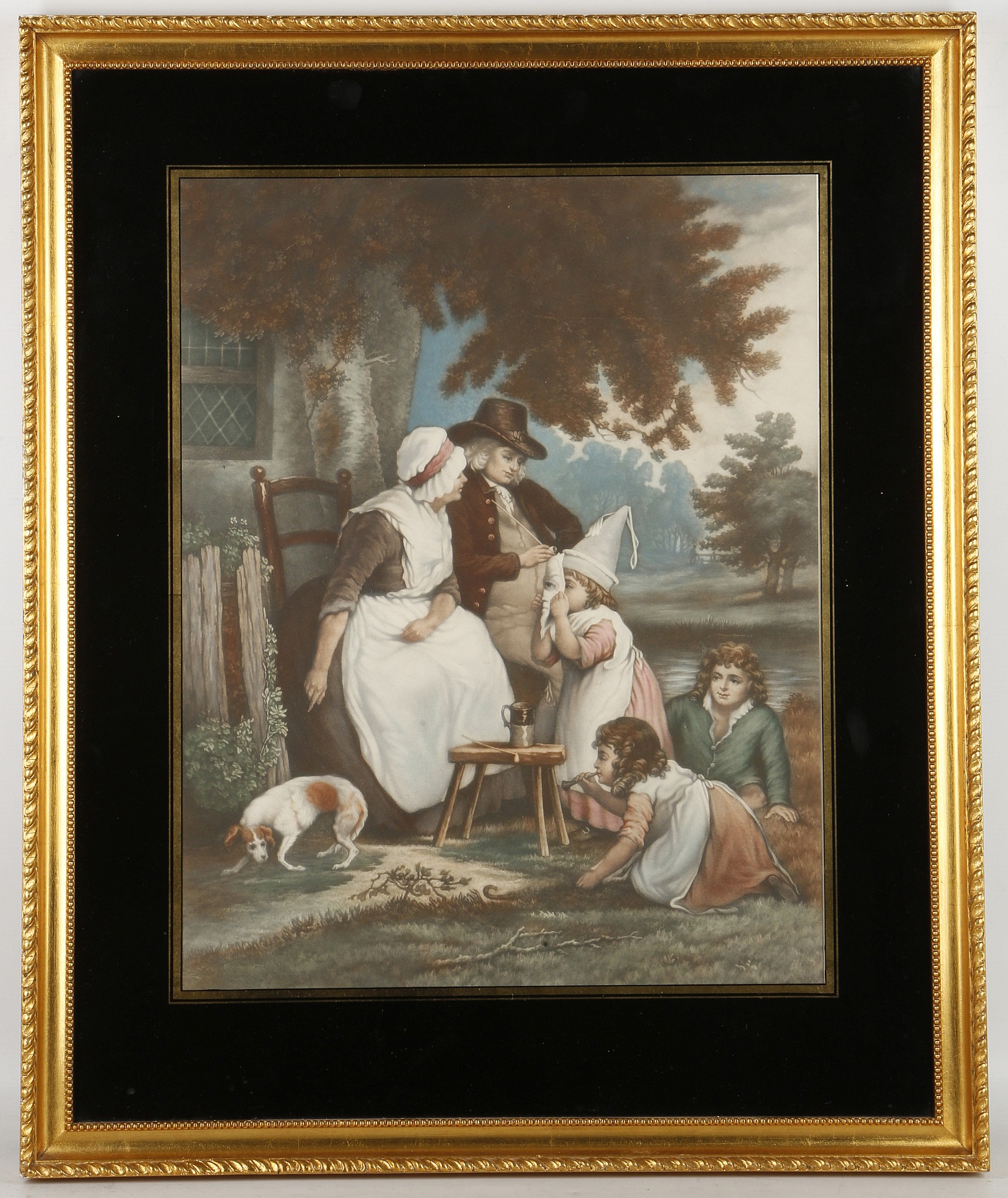 After George Morland, British, 1763-1804, study of family and children playing, and another of men - Image 3 of 4