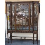 An Adam's style, early 20th century, 'D' shape display cabinet, tab carved trim over reeded band