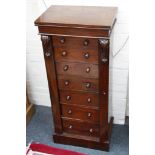 A Victorian mahogany Wellington chest of small size, with seen drawers on plinth base, 28cm wide.