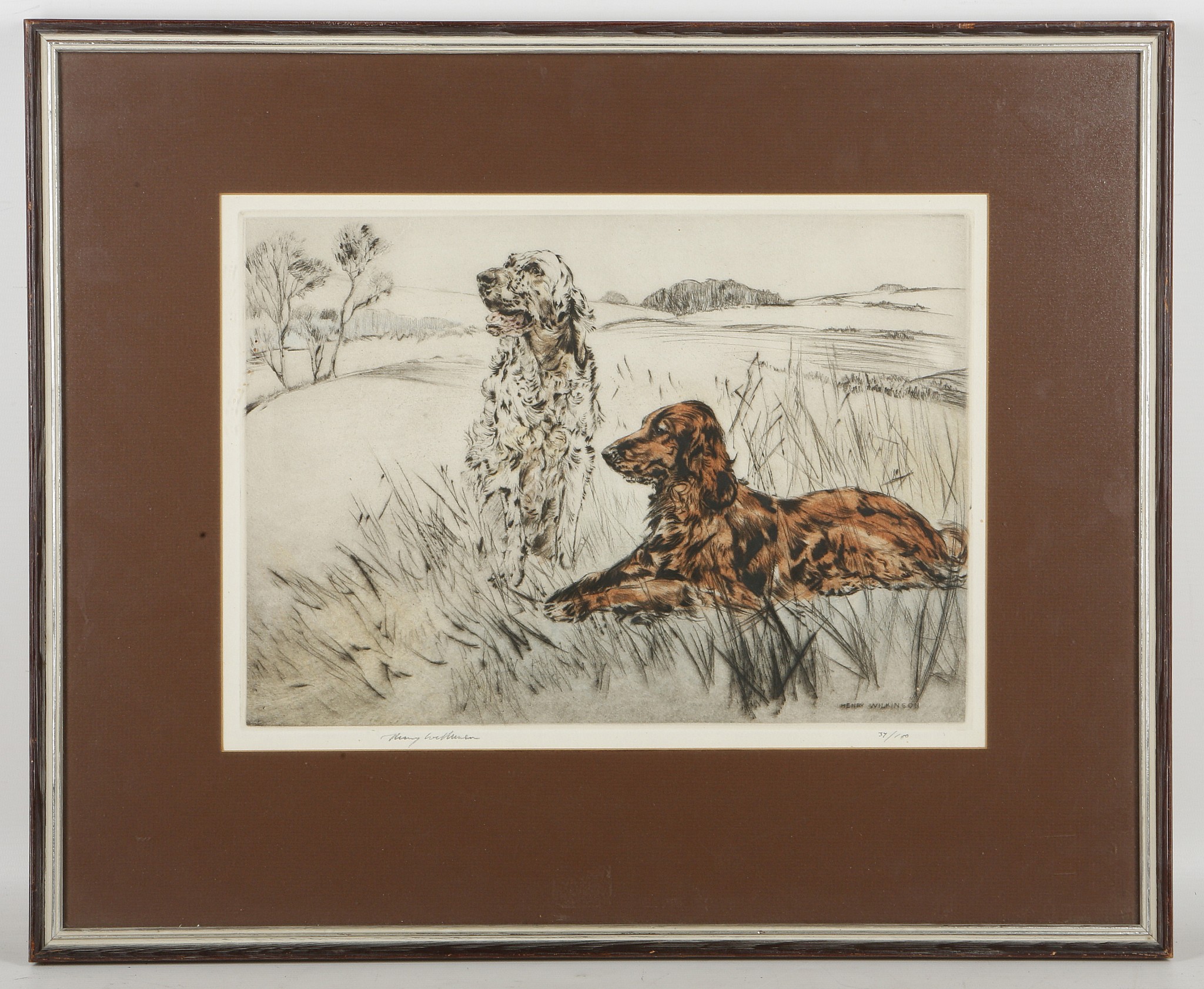 Henry Wilkinson, British, 1914 - ?, study of two dogs; setters, 37/100, 26 x 37.5cm, cock and hen