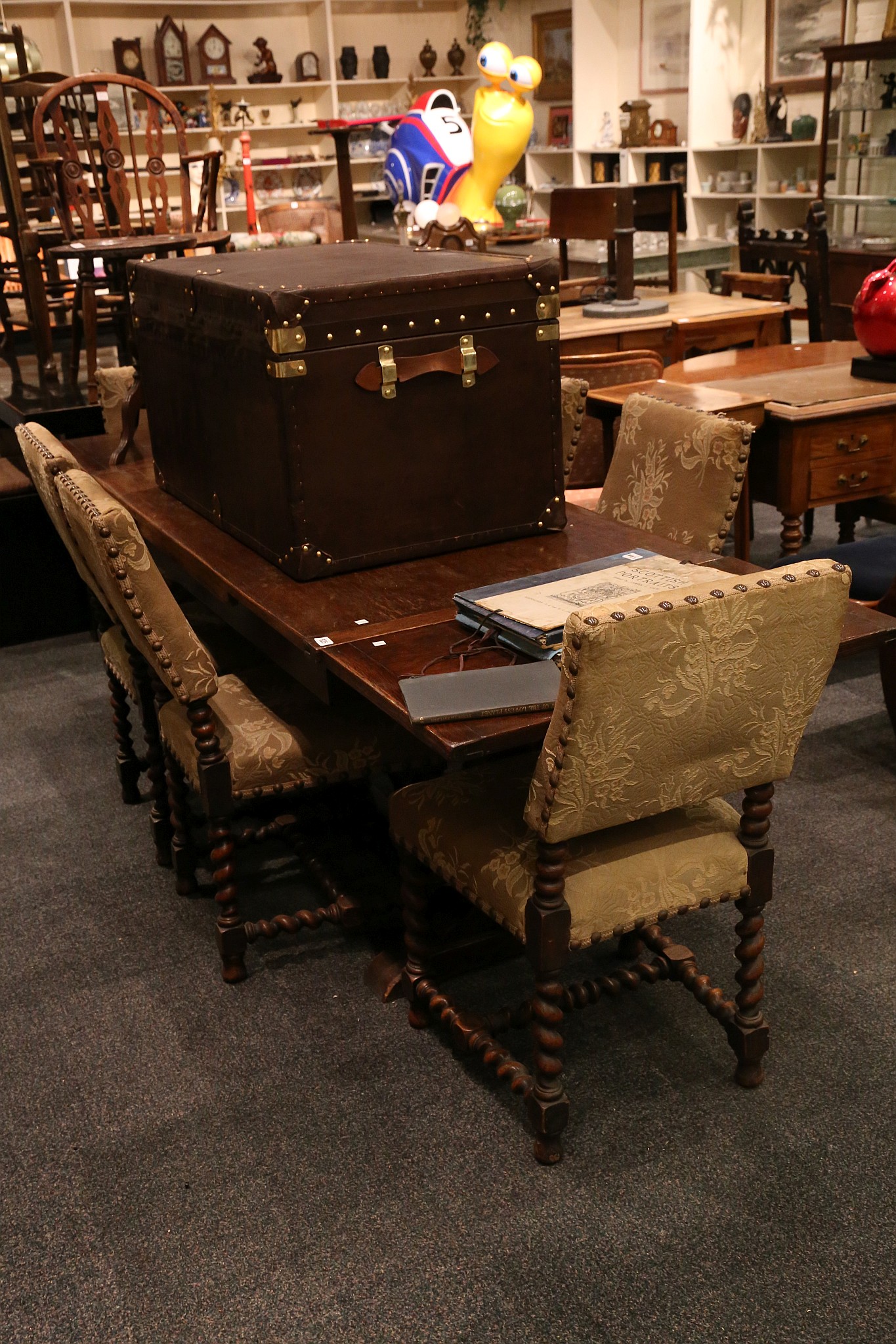 A set of six Victorian walnut dining chairs in Carolean style, with upholstered seats and backs - Image 2 of 2