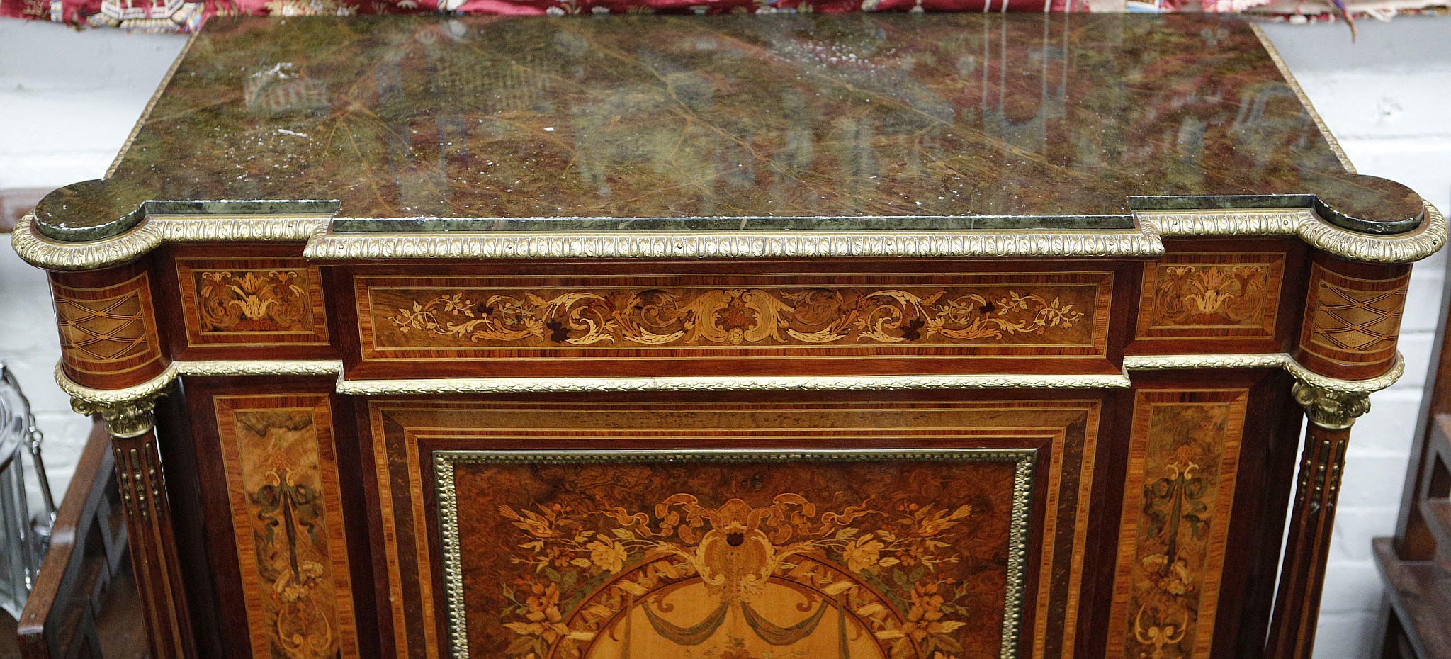 A fine 19th century ormolu mounted, marble topped pier cabinet, the front and sides profusely - Image 5 of 7