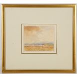 Claude Hayer, a pastoral watercolour (possibly continental), 12 x 14cm. Mounted, glazed and framed.