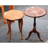 Two occasional wine tables, including a tripod wine table and a table with shaped top and moulded