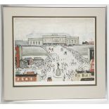 L.S. Lowry (Laurence Stephen) R.A., British, 1887-1976. 'Station Approach' (printed 1964), scene