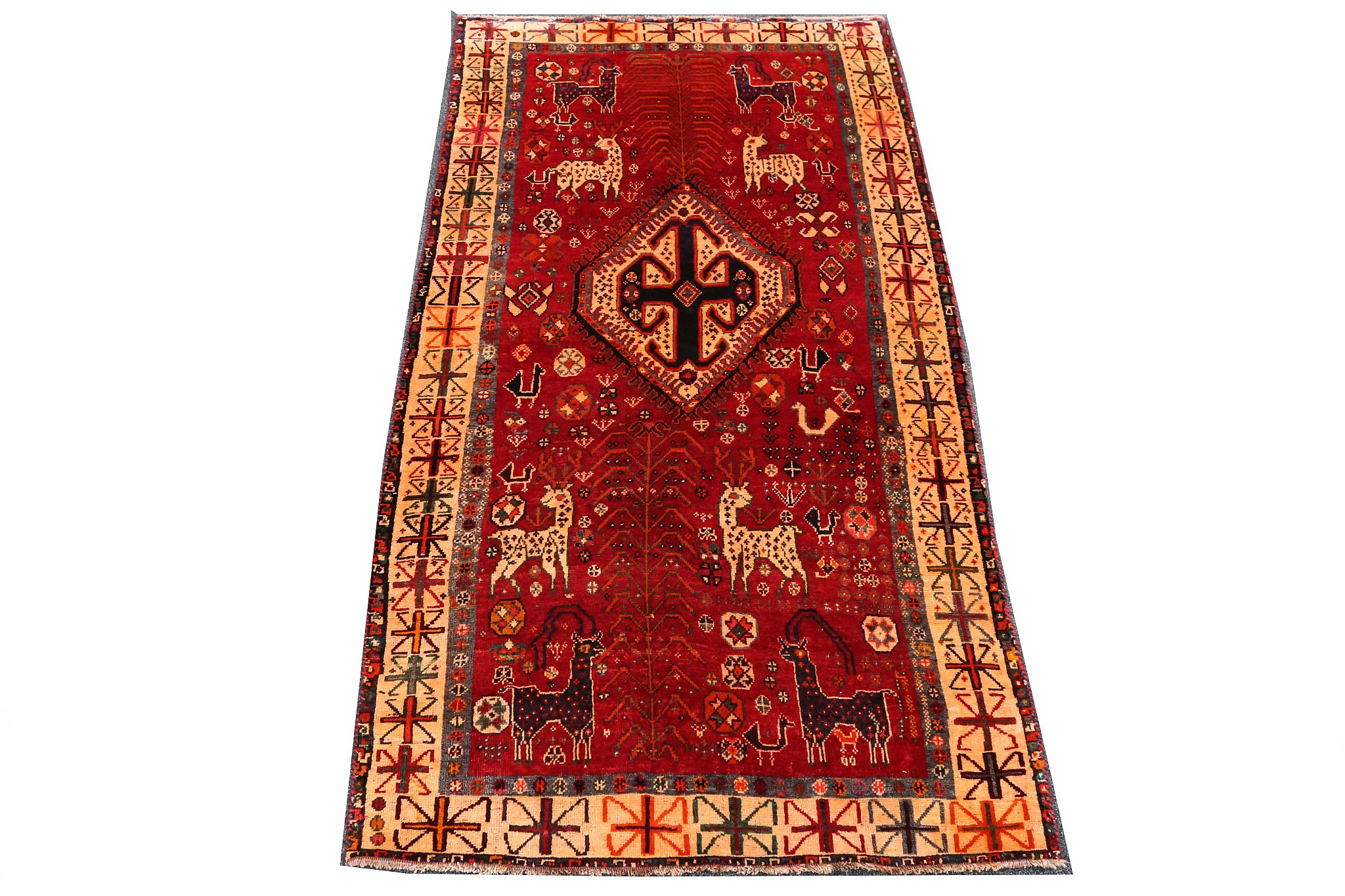 WITHDRAWN! Persian Qashqai rug, mid 20th century, South West Iran, 2.37m x 1.30m. Condition rating