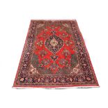 Persian Sarouk carpet, 3.34m x 2.3m. Condition rating C.