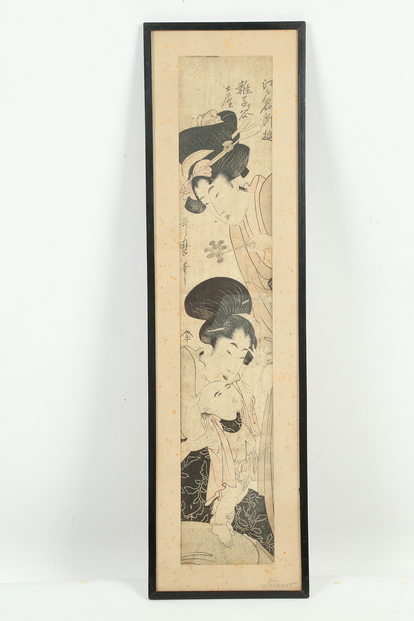 A SET OF THREE JAPANESE PILLAR PAINTINGS BY UTAMORO. 60 x 11cm (3) - Image 14 of 20