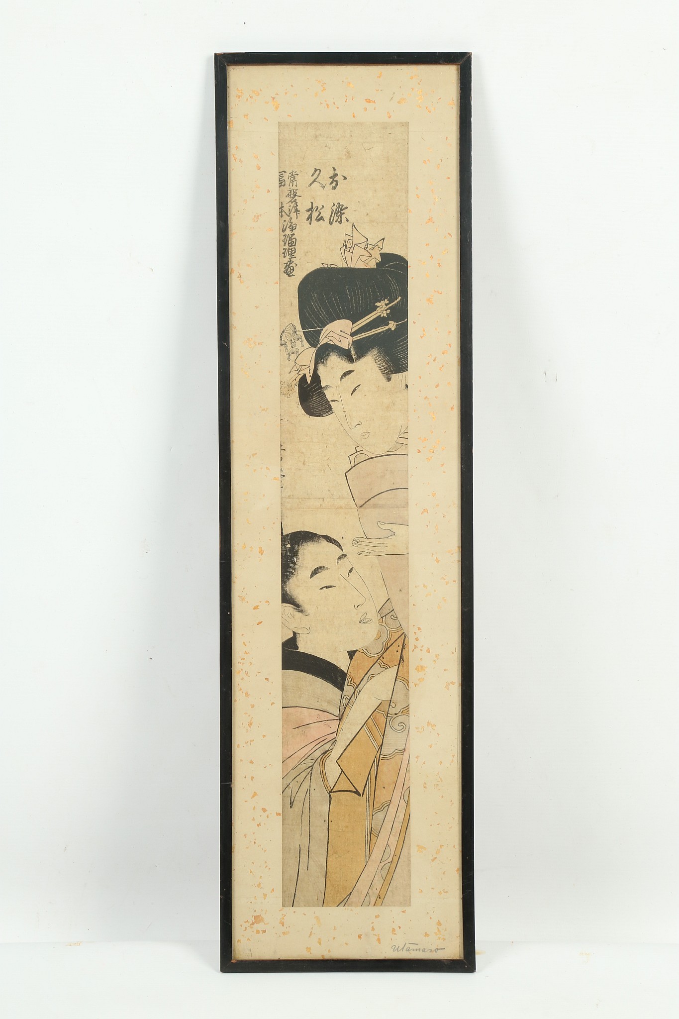 A SET OF THREE JAPANESE PILLAR PAINTINGS BY UTAMORO. 60 x 11cm (3) - Image 7 of 20