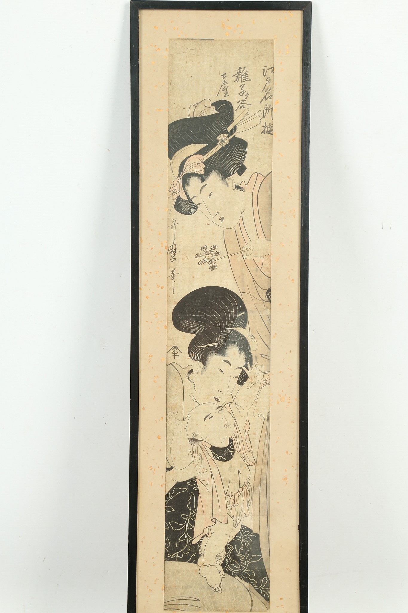 A SET OF THREE JAPANESE PILLAR PAINTINGS BY UTAMORO. 60 x 11cm (3) - Image 15 of 20