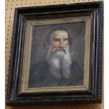 An oil painting, portrait of Russian writer, Leonard Tolstoy (Tolstoy was the writer of War and