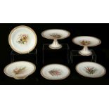 A ROYAL WORCESTER PART DESSERT SERVICE, circa 1870, finely painted with sprays of flowers, the