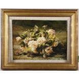 Anna Doedyns, 20th century, still life of Pink Roses, signed and dated 1990, framed. Together with a