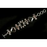 A .925 silver, smokey quartz and pearl set bracelet. 21cm long. 69g gross.