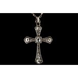 An antique silver and rose cut diamond set cross p