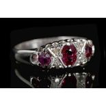 A Victorian style 18ct white gold, ruby and diamon